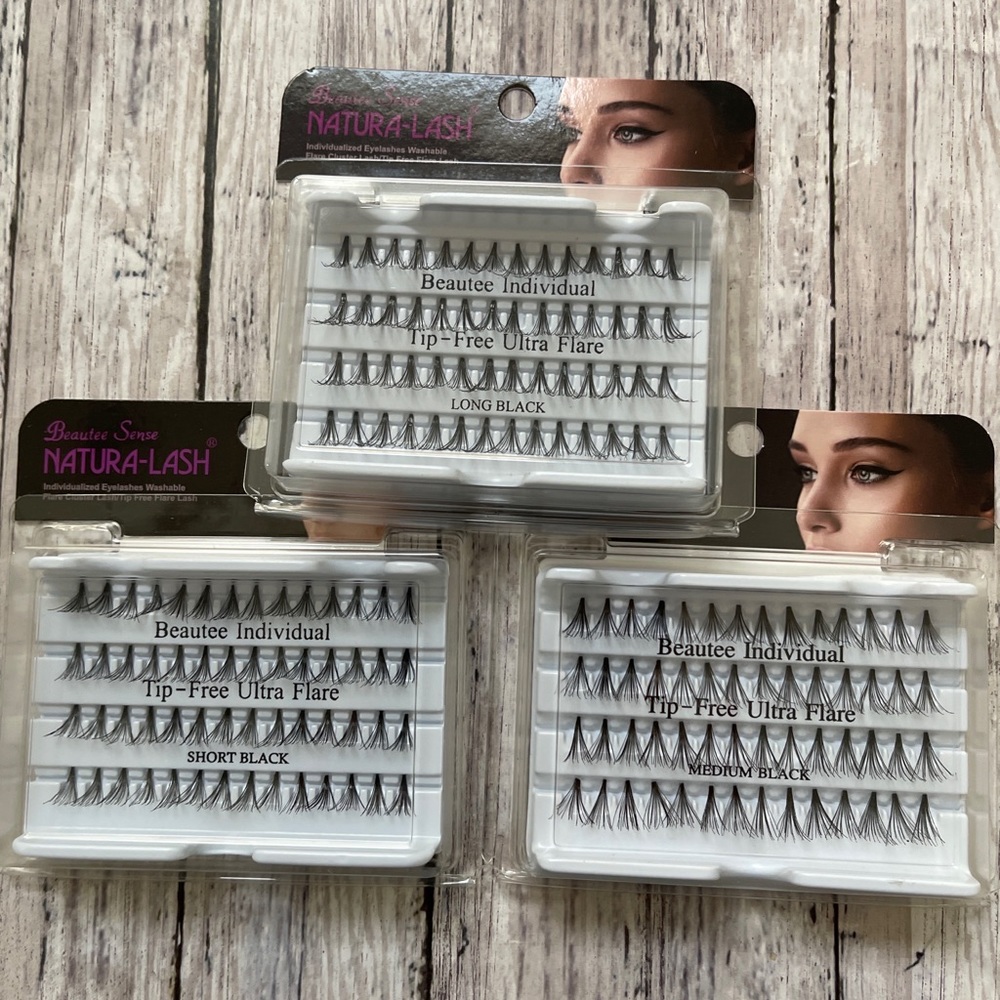 3X Beautee Ultra Flare Individualized Eyelashes Short,Medium,Long Black New.